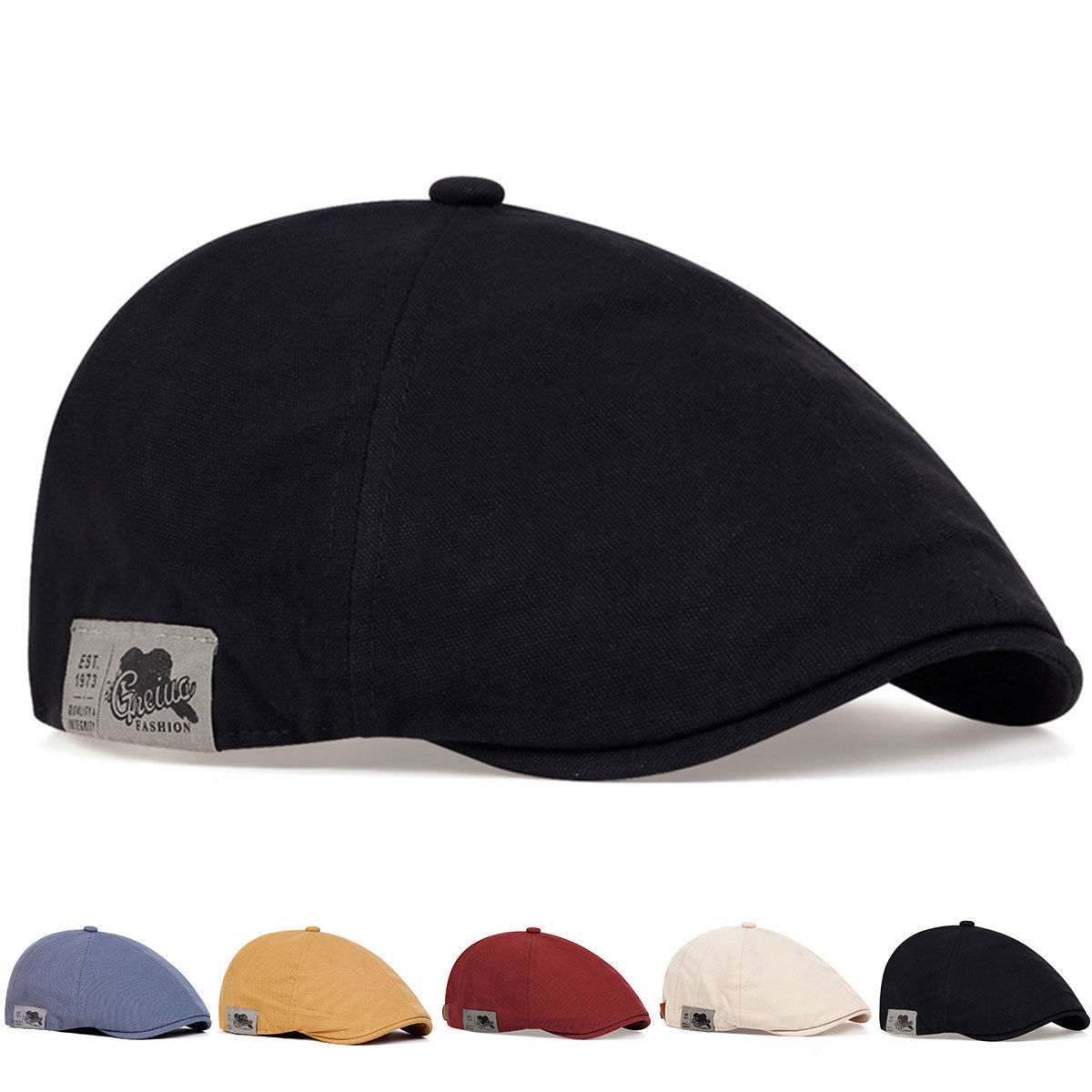 Vintage Fashion Labels - Nowa męska czapka beret z lnu