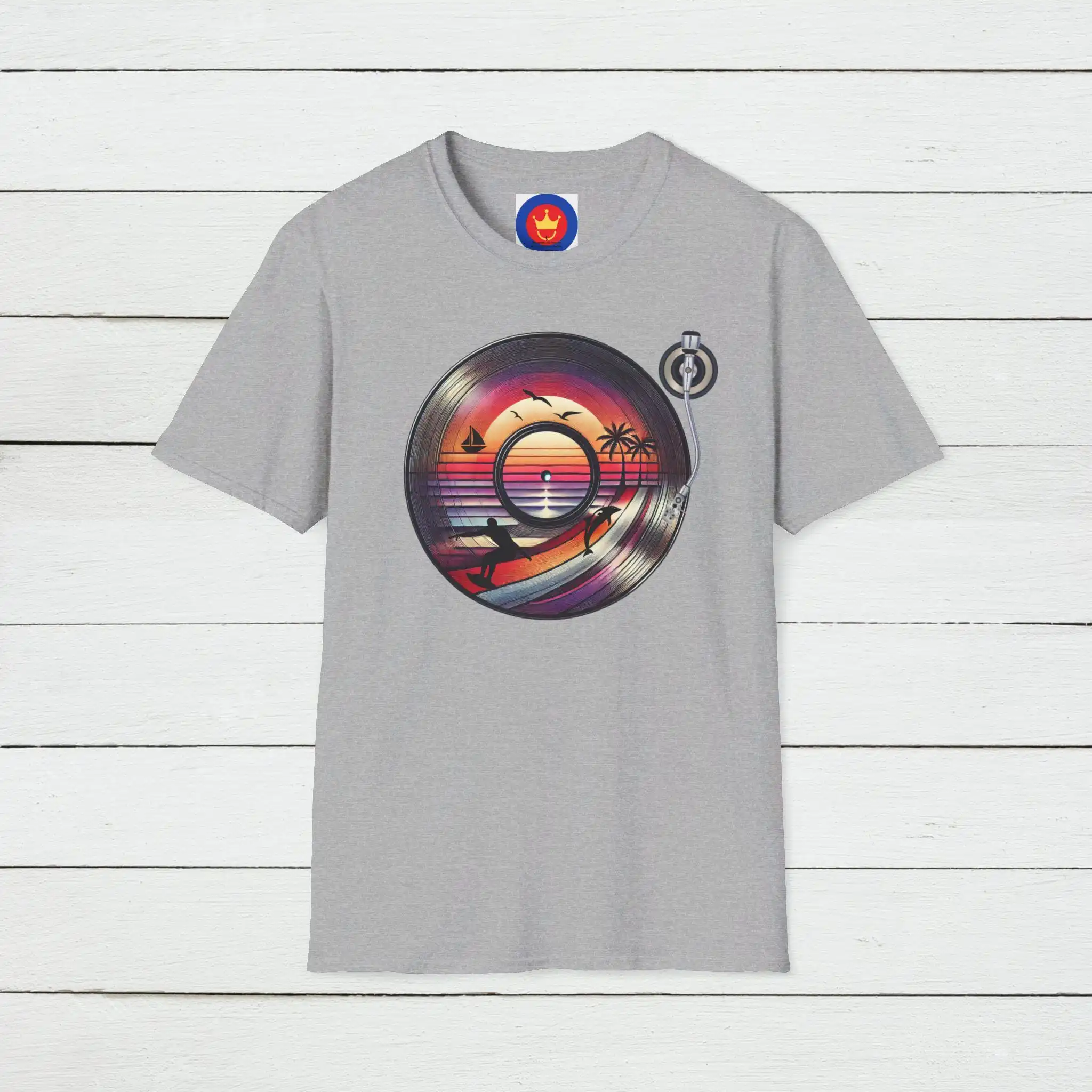 Vintage Vibes Fashion - Koszulka Retro Beach Vinyl z motywem