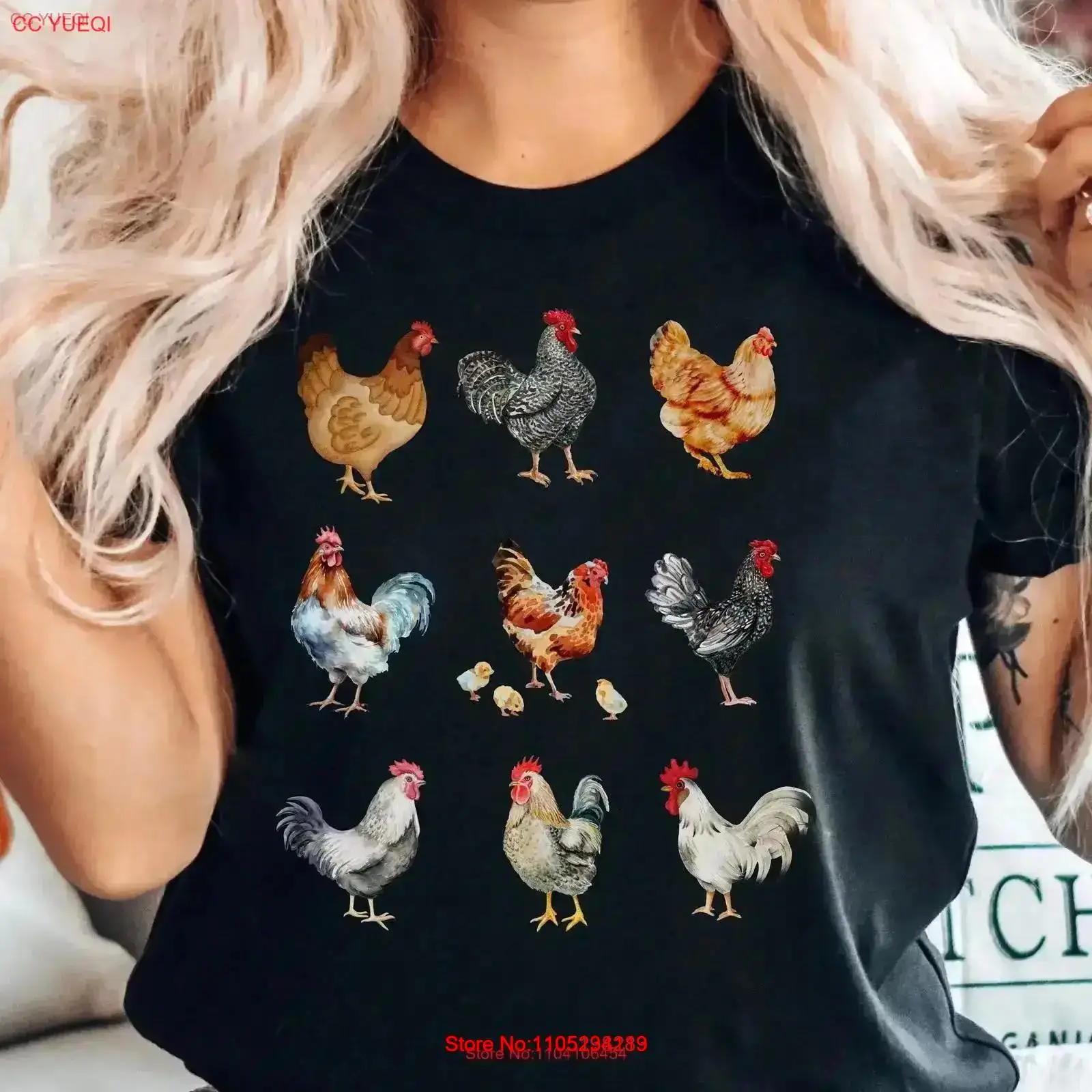 Vintage Fashion Collage - Koszulka z kolażem kurczaków dla miłośniczek