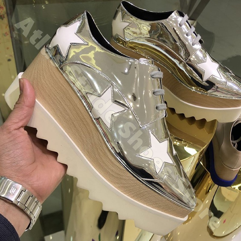 Vintage Y2K - Damskie srebrne metaliczne sneakersy na platformie