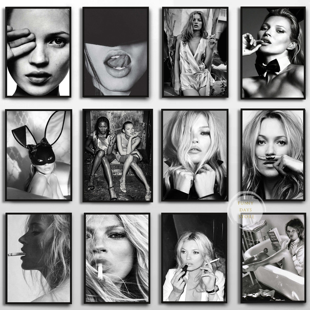 Vintage Vogue Fashion Poster - Vintage Sexy Supermodelka Kate Moss Plakat