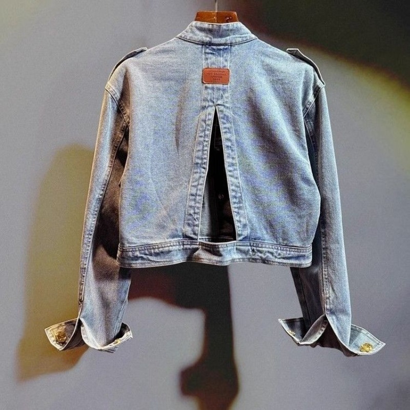 Patchwork Jean Jacket - Kurtka Bluzka Damska Jesienna Retro Krótka
