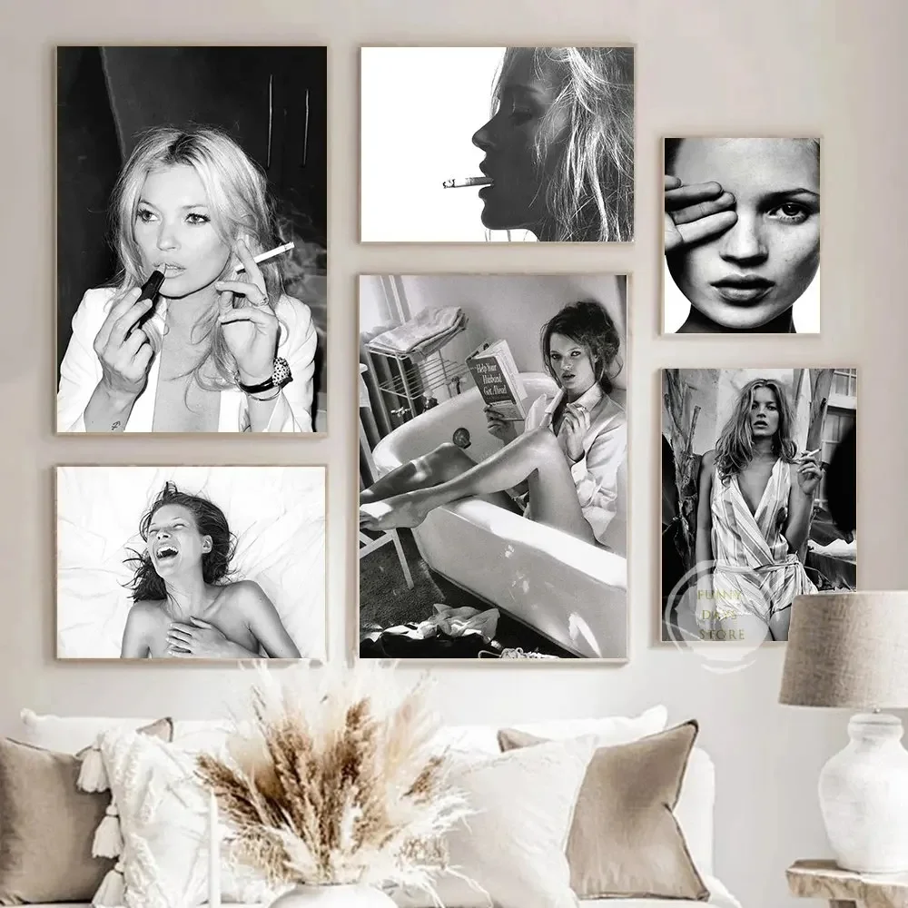 Vintage Vogue Fashion Poster - Vintage Sexy Supermodelka Kate Moss Plakat