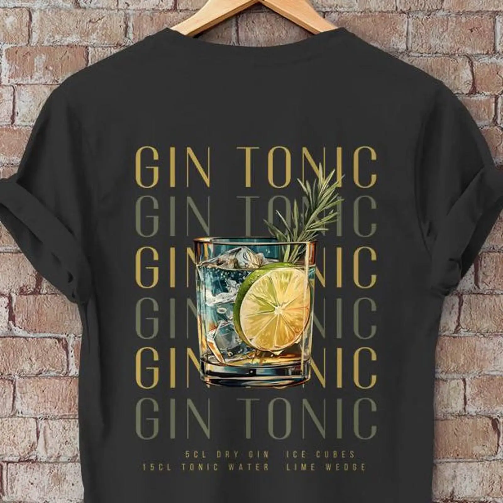Vintage Fashion Illustrations - Koszulka Gin Tonic Ilustrowana dla Miłośników