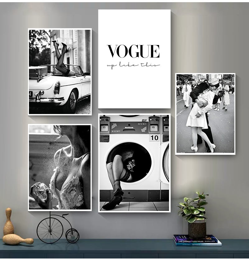 Vintage Vogue Fashion Poster - Zdjęcia kobiet do salonu, moda vintage,
