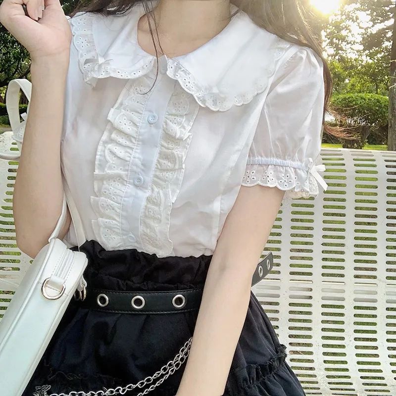 Vintage Fashion Japan - Deeptown Kawaii Lolita Bluzki Białe Kobiety