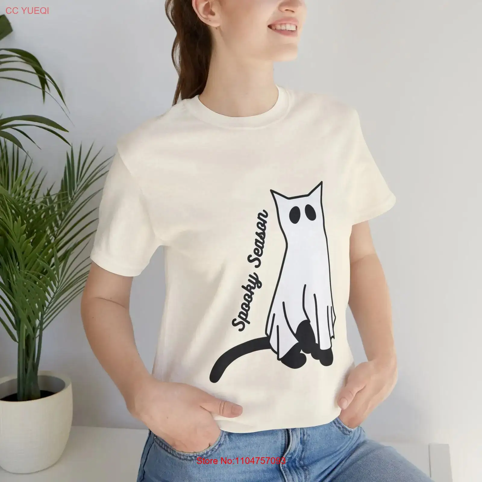 Vintage Vibes Fashion - Koszulka Halloween Spooky Season Cat Ghost