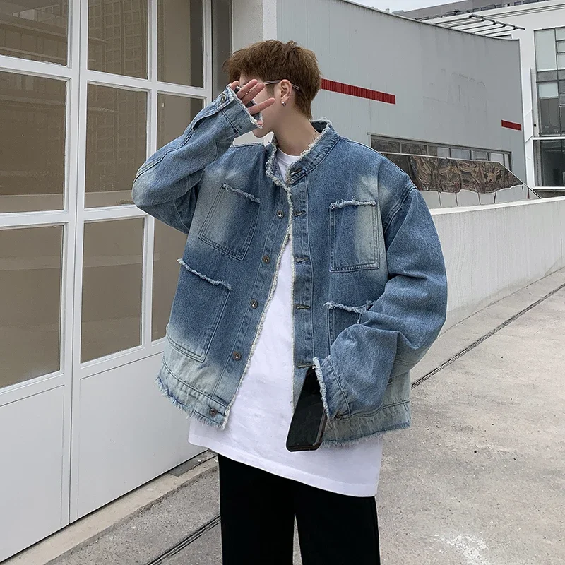 Męska kurtka dżinsowa w stylu  – Patchwork Jean Jacket recenzja i cena
