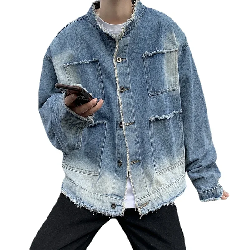 Męska kurtka dżinsowa w stylu  – Patchwork Jean Jacket recenzja i cena