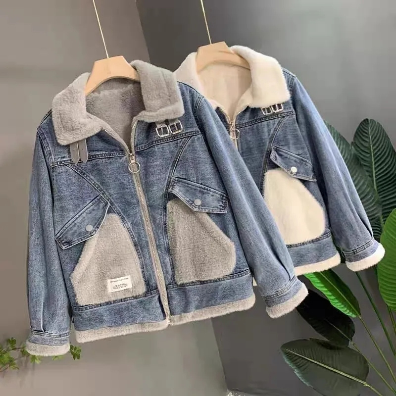 Damska kurtka jeansowa z imita – Patchwork Jean Jacket recenzja i cena