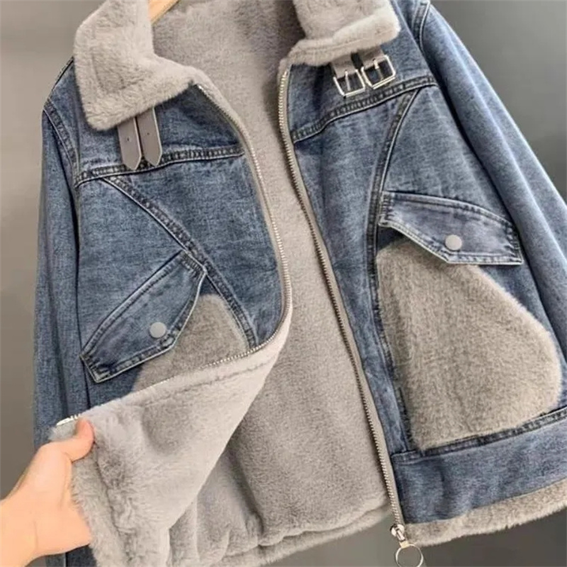 Damska kurtka jeansowa z imita – Patchwork Jean Jacket recenzja i cena