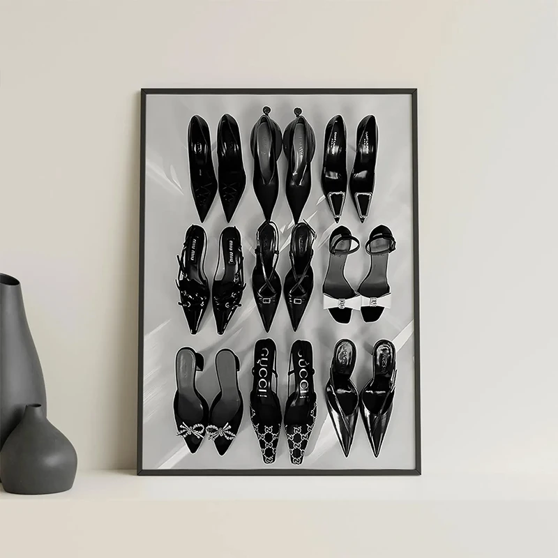 Czarno-Białe Luksusowe Szpilki – Vintage Vogue Fashion Poster recenzja i cena
