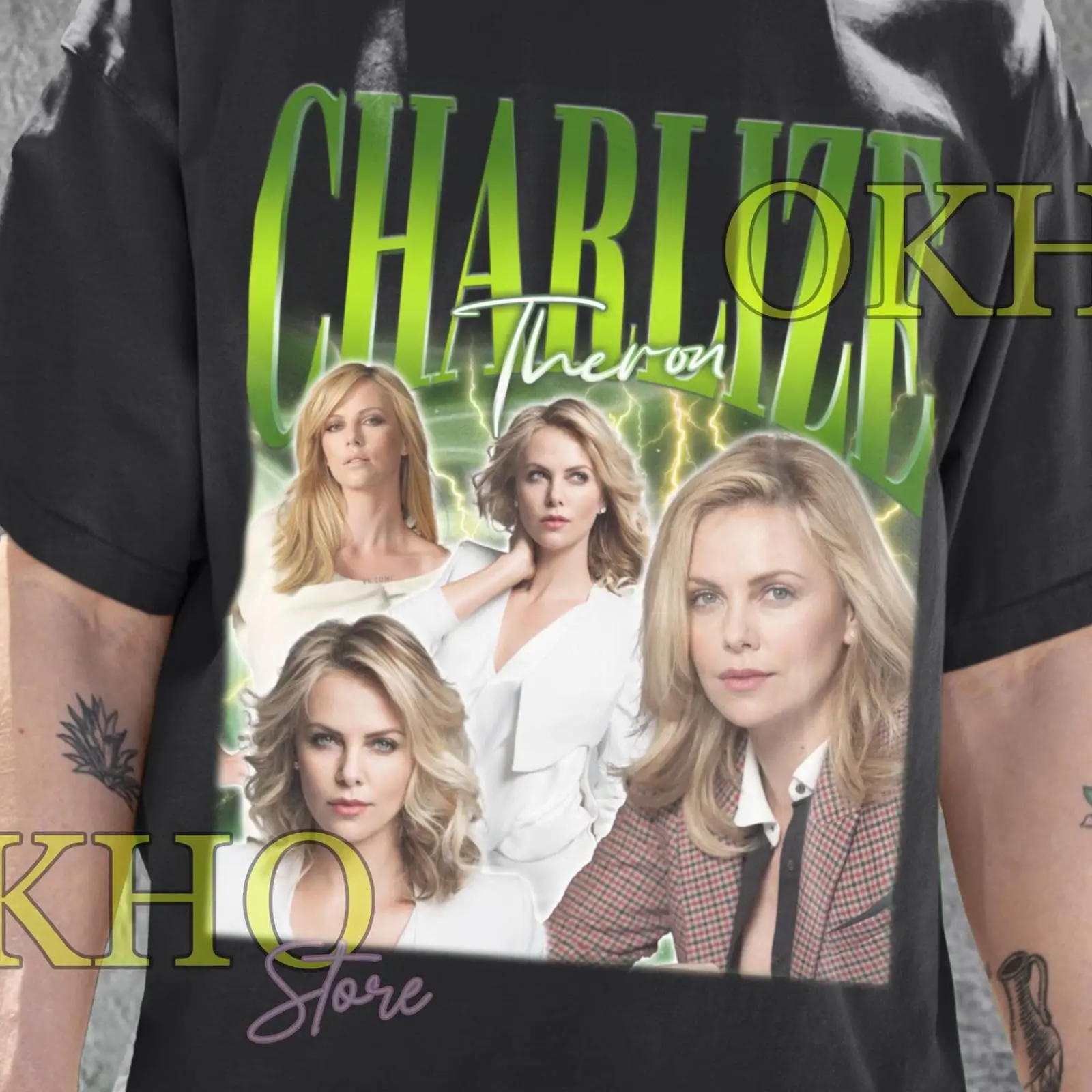 Koszulka z kolażem Charlize Th – Vintage Fashion Collage recenzja i cena