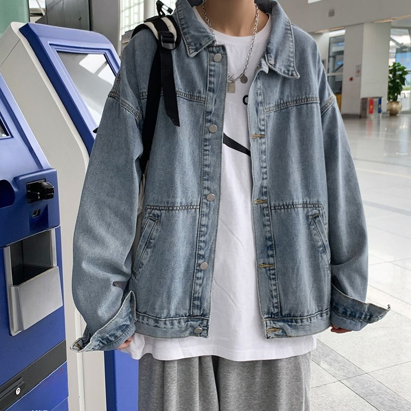 Zimowe kurtki jeansowe męskie  – Patchwork Jean Jacket recenzja i cena