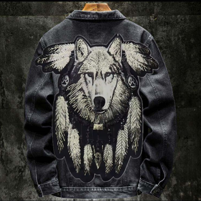 Męska kurtka jeansowa w stylu  – Patchwork Jean Jacket recenzja i cena
