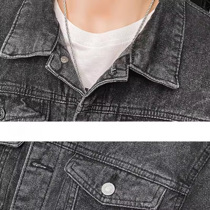 Męska kurtka jeansowa w stylu  – Patchwork Jean Jacket recenzja i cena